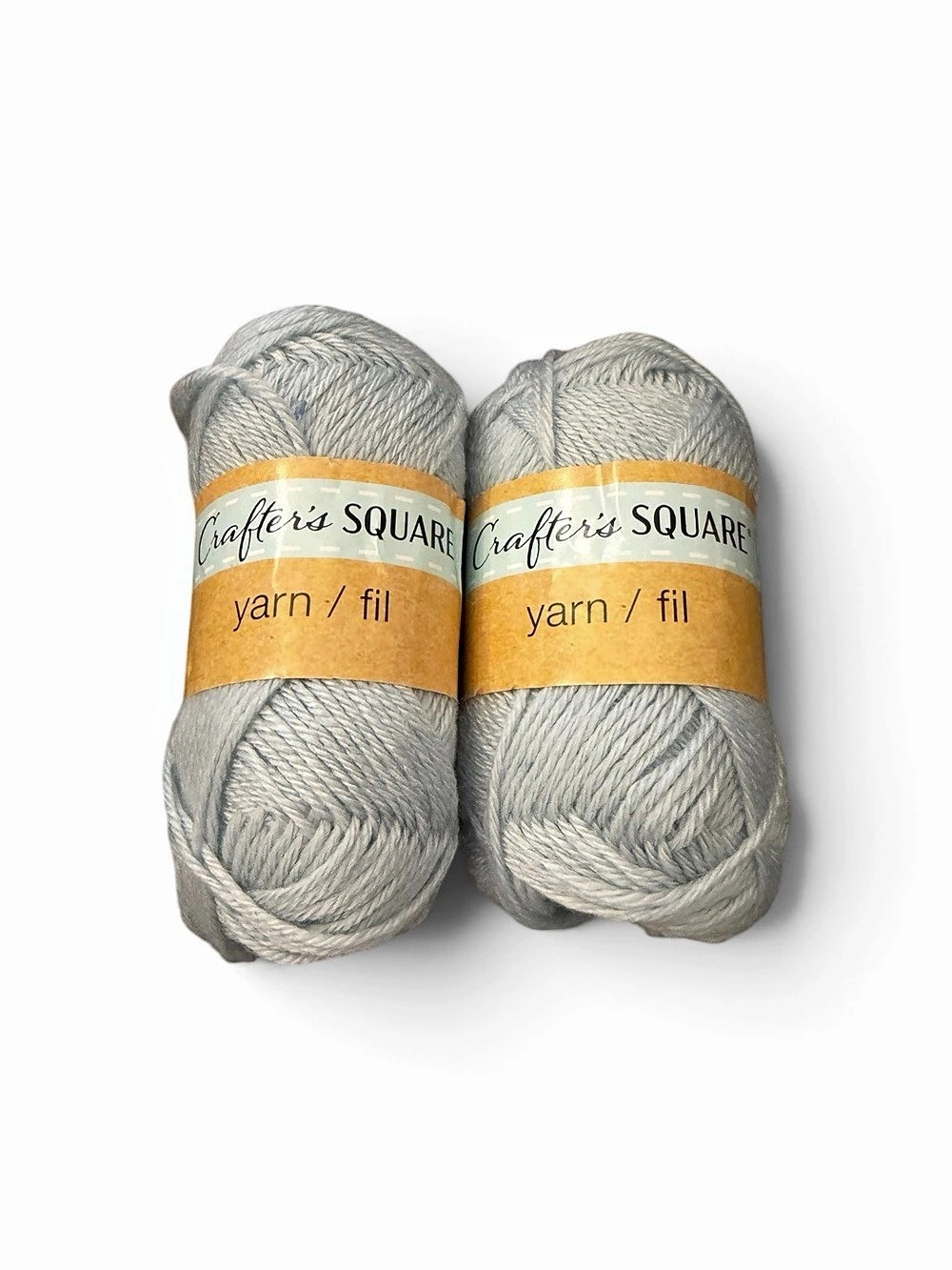 Lot Of 2 Crafter’s Square Yarn Skeins Total 4.2 Oz Coastal Cool Grey Silver